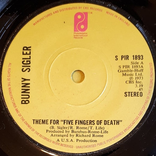 Bunny Sigler – Theme For "Five Fingers Of Death" (LP, Vinyl Record Album)
