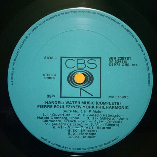 Georg Friedrich Händel, Pierre Boulez, The New York Philharmonic Orchestra – Pierre Boulez- Handel: Water Music (Complete) (LP, Vinyl Record Album)
