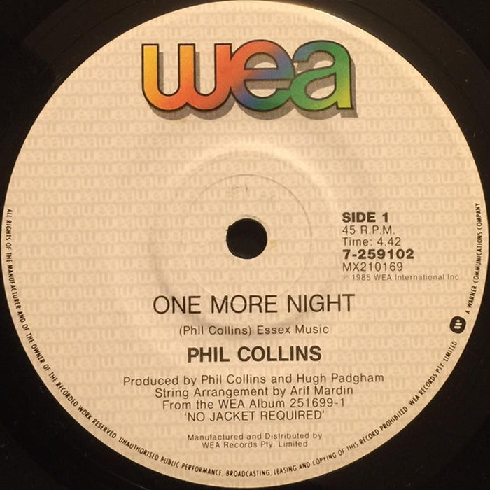 Phil Collins – One More Night (LP, Vinyl Record Album)