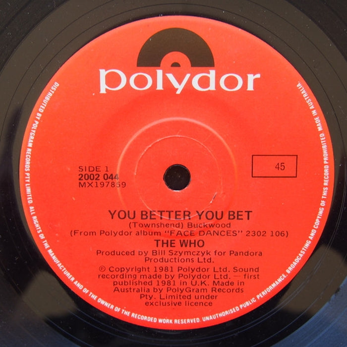 The Who – You Better You Bet (LP, Vinyl Record Album)