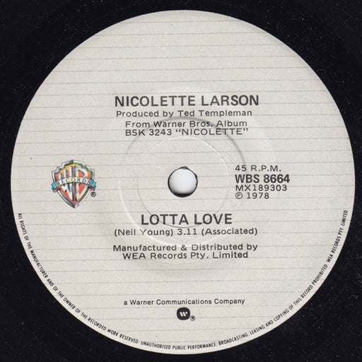 Nicolette Larson – Lotta Love (LP, Vinyl Record Album)