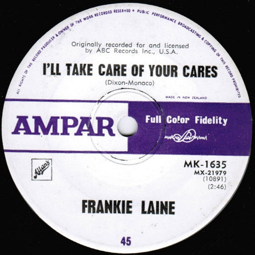 Frankie Laine – I'll Take Care Of Your Cares / Ev'ry Street's A Boulevard (In Old New York) (LP, Vinyl Record Album)