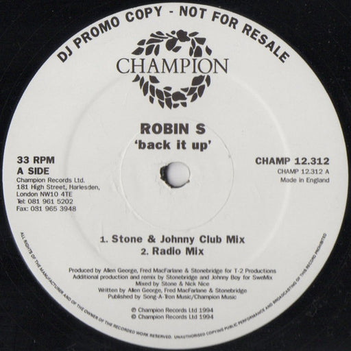 Robin S. – Back It Up (LP, Vinyl Record Album)