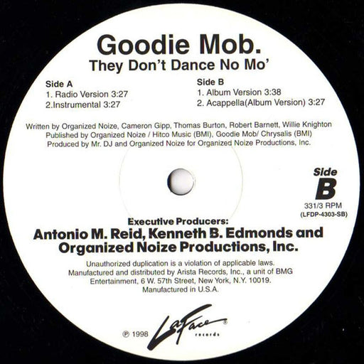 Goodie Mob – They Don't Dance No Mo' (LP, Vinyl Record Album)