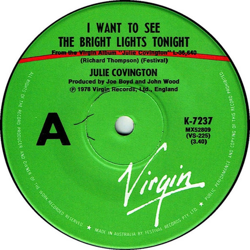 Julie Covington – I Want To See The Bright Lights Tonight (LP, Vinyl Record Album)