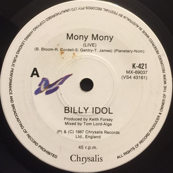 Billy Idol – Mony Mony (Live) (LP, Vinyl Record Album)