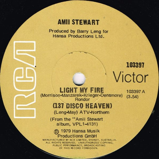 Amii Stewart – Light My Fire (LP, Vinyl Record Album)