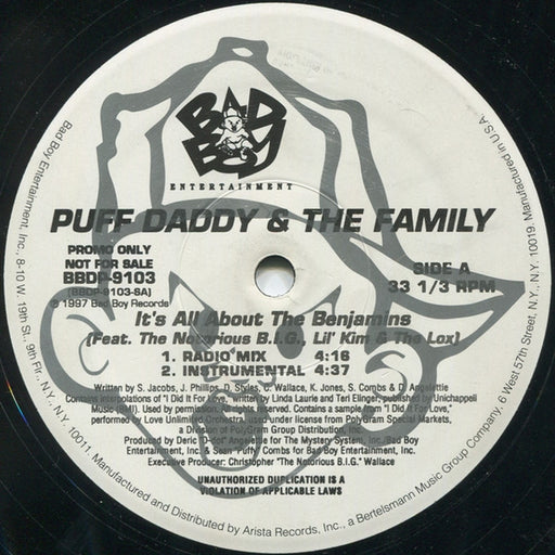 Puff Daddy & The Family – It's All About The Benjamins (LP, Vinyl Record Album)