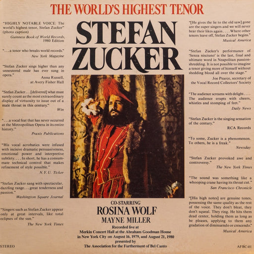 Stefan Zucker – The World's Highest Tenor (LP, Vinyl Record Album)