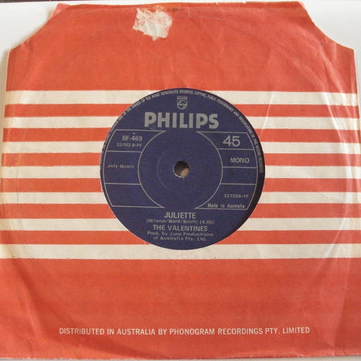 The Valentines – Juliette / Hoochie Coochie Billy (LP, Vinyl Record Album)