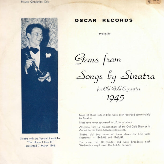Frank Sinatra – Gems From Songs By Frank Sinatra For Old Gold Cigarettes 1945 (LP, Vinyl Record Album)