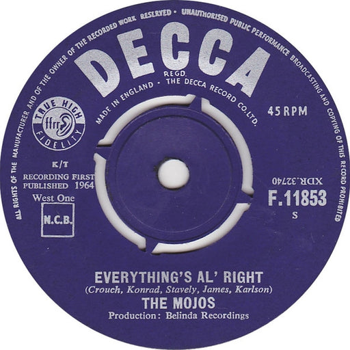 The Mojos – Everything's Al' Right (LP, Vinyl Record Album)