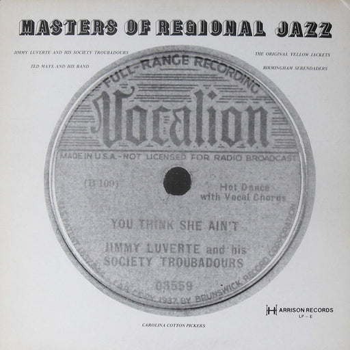 Various – Masters Of Regional Jazz (LP, Vinyl Record Album)
