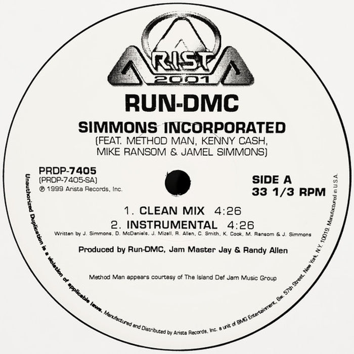 Run-DMC – Simmons Incorporated (LP, Vinyl Record Album)