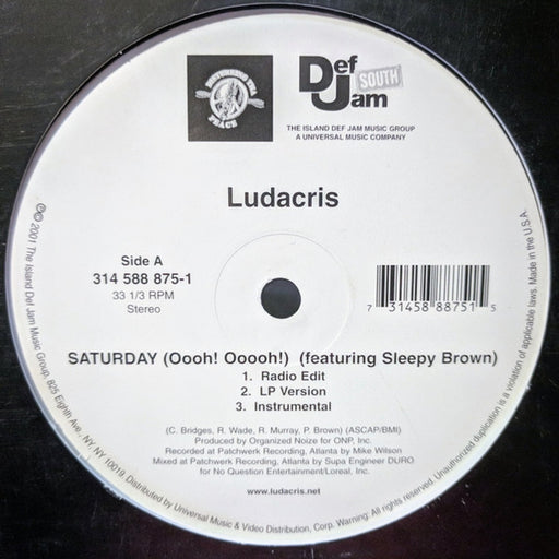 Ludacris – Saturday (Oooh! Ooooh!) / She Said (LP, Vinyl Record Album)