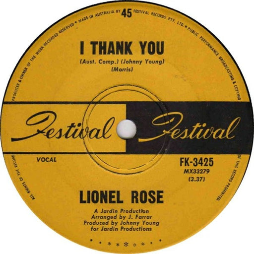 Lionel Rose – I Thank You / Pick Me Up On Your Way Down (LP, Vinyl Record Album)