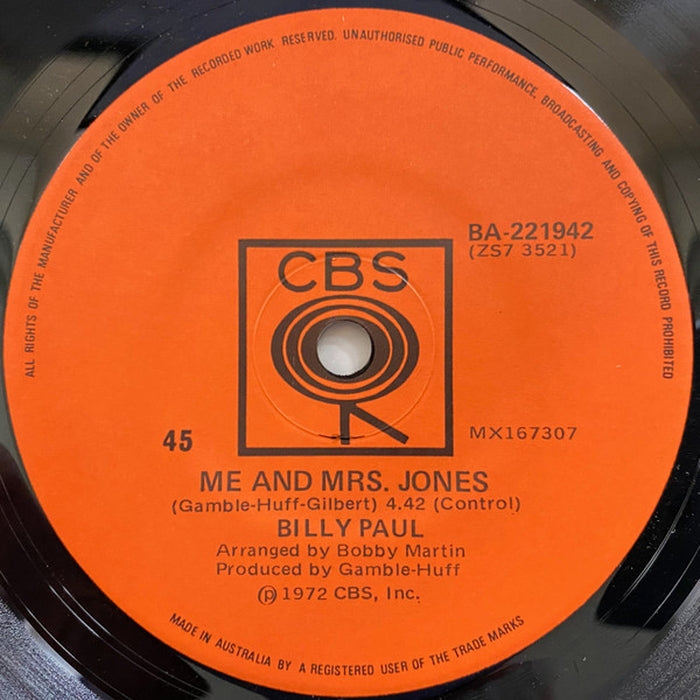 Billy Paul – Me And Mrs. Jones (LP, Vinyl Record Album)