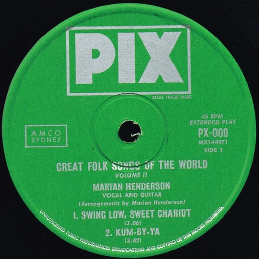 Marian Henderson – Great Folk Songs Of The World Volume II (LP, Vinyl Record Album)