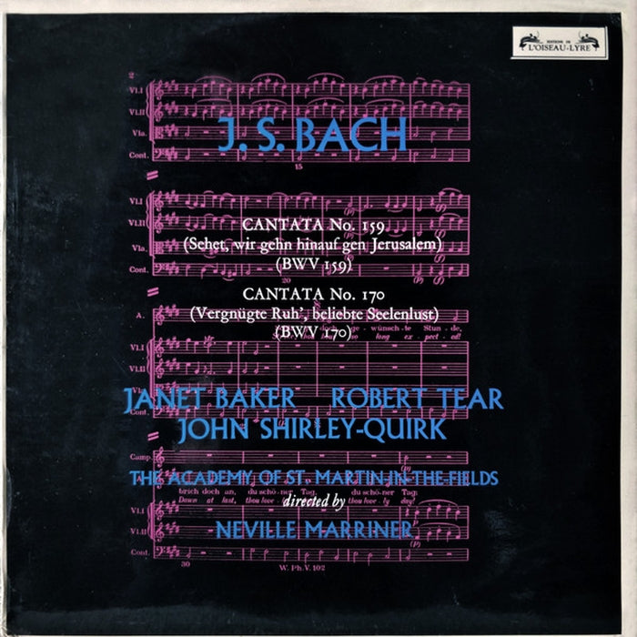Johann Sebastian Bach, Janet Baker, Robert Tear, John Shirley-Quirk, Sir Neville Marriner, The Academy Of St. Martin-in-the-Fields – Bach: Cantatas No. 159 & 170 (LP, Vinyl Record Album)