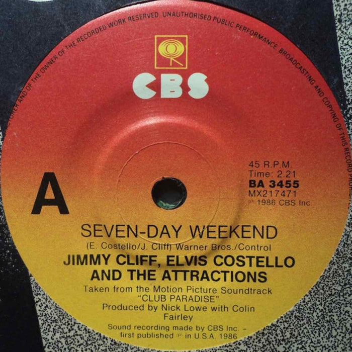 Jimmy Cliff, Elvis Costello & The Attractions – Seven-Day Weekend (LP, Vinyl Record Album)